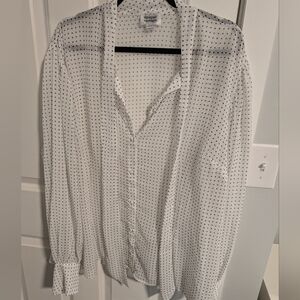 Unique Vintage polka dot sheer blouse tie collar 3x